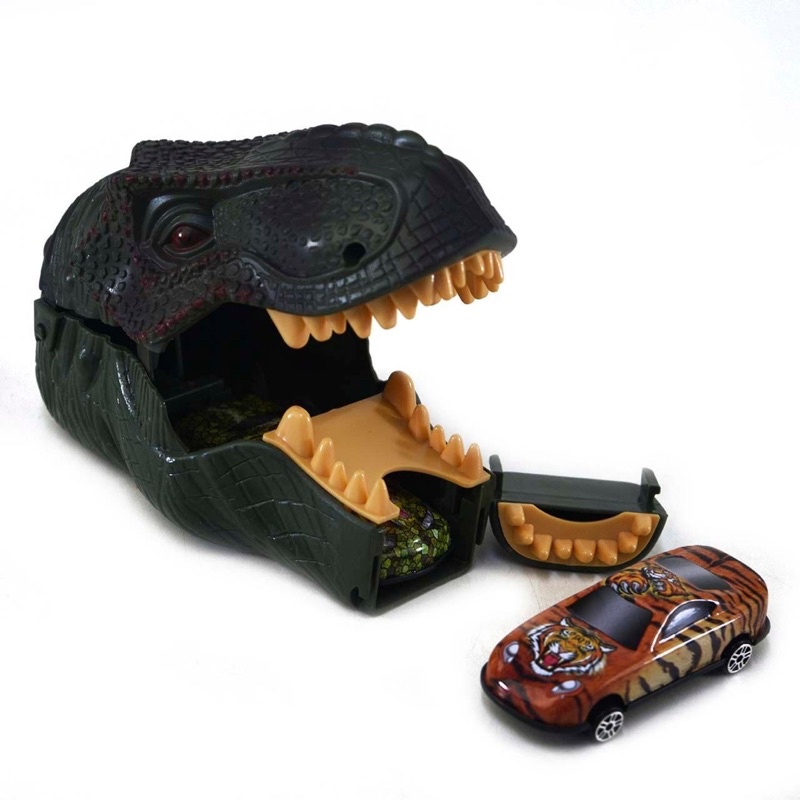 Lançador De Carrinho Dinossauro T Rex 2 Carros Brinquedo Bbr