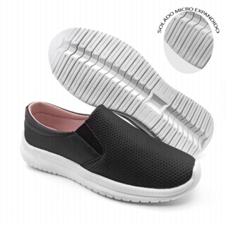 Tênis Slip On Preto Sola Baixa