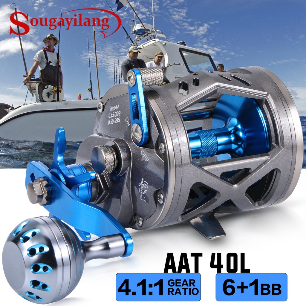 kit pesca carretilha de pesca Sougayilang Vara de Pesca 2.1M 4 Seções  Carreto Portátil E Fundido 8 + 1BB Max Drag 10kg