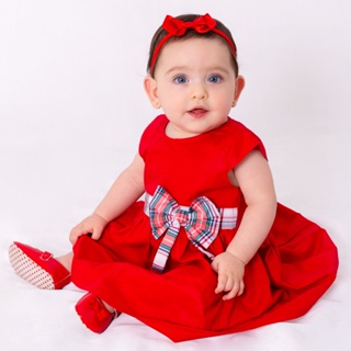 Vestido Junino Xadrez Azul e Vermelho Bebê Menina - SACOLA DO BEBÊ