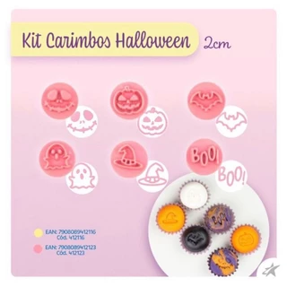 Kit Carimbos Halloween - 7 Peças - Cor Rosa (Blue Star)