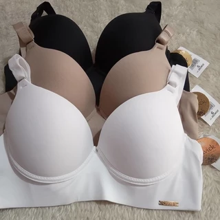 Sutiã Básico kit c/3 Reforçado com Bojo e Aro de Sustentação LINGERIE FEMININA
