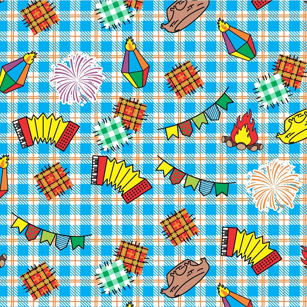 Tecido Estampado Xadrez Festa Junina - 6 M X 1,50 Largura