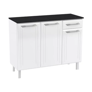 Balcão de Cozinha de Aço Triplo com Tampo Rose Multimóveis Smart CR6092 Branco