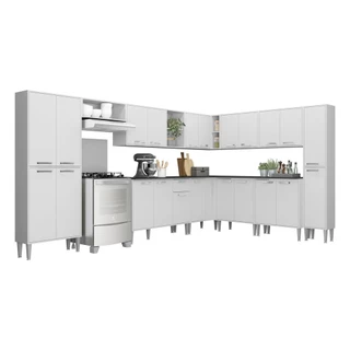 Cozinha Completa Multimóveis Xangai Pop FG3152 com Armário e Balcão Branca