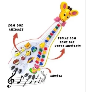Brinquedo Guitarra Infantil Musical Girafa Sons 26 Teclas - Envio do Brasil