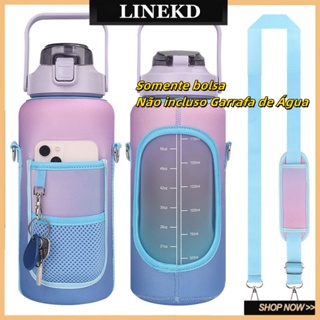 2L/2000ml 2 litros garrafa de água saco titular Cobre Motivacionais Bolsa Porta Garrafas squeeze Manga Termo Com Bolso Telefônico