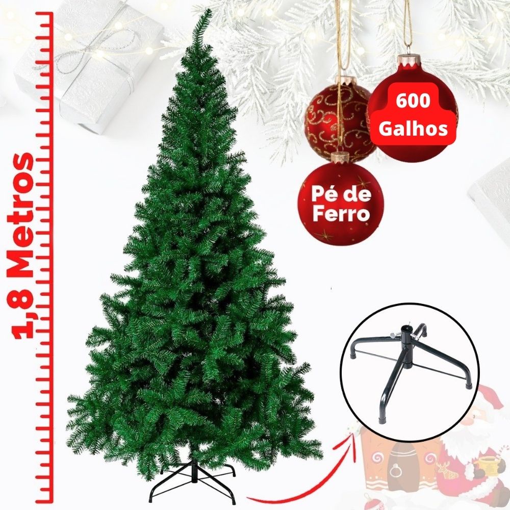 Árvore de Natal Pinheiro 1,80 m 180 cm HV 600 Galhos - GIFTCENTER