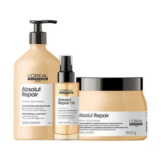Kit LOréal Professionnel Serie Expert Absolut Repair Gold Quinoa - Shampoo e Máscara e Óleo