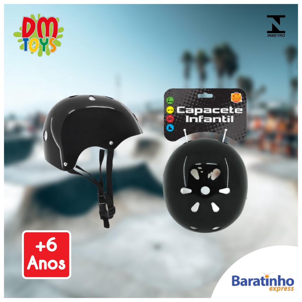 Capacete De Proteção Infantil Skate Patins Bicicleta Preto | Shopee Brasil