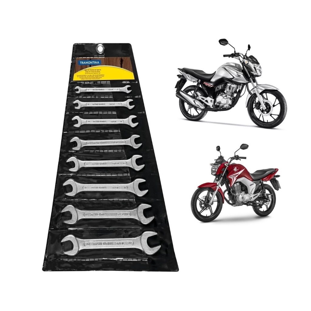 Jogo de Chaves Fixas Tramontina com 8 Peças Manutenção Basica Motos ...