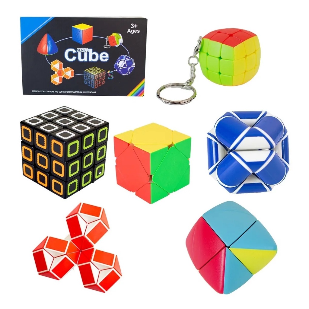 Cubo Mágico Kit Com 6 Cubos Variados Raciocínio Lógico - Tabacaria
