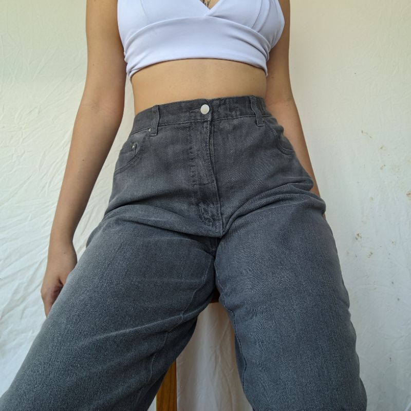 Calça Mom Jeans Escura Vintage Importada Aesthetic Anos 80 Anos 90 Cintura  Alta Gringa