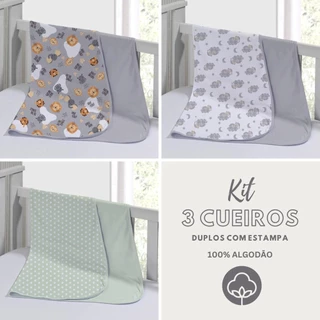 Kit 3 Cueiro Duplo 100% Algodão Varias Estampas Conforto de Bebê em Oferta na Shopee