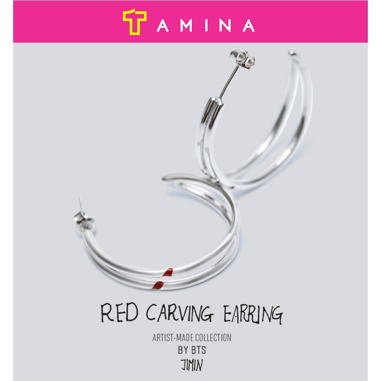 Coleção ARTIST-MADE Por BTS : Jimin] Brinco Escultura Vermelho