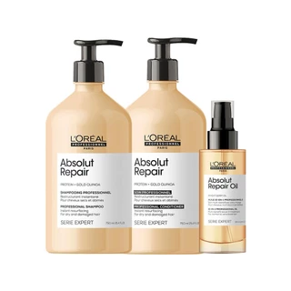 Kit L'Oréal Professionnel Serie Expert Absolut Repair Gold Quinoa - Shampoo e Condicionador e Óleo em Oferta na Shopee