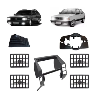 Kit Com Moldura do Painel Quadrado + Difusores De Ar + Capa Da Chave de Seta e Coifa Vw Gol Parati Saveiro Voyage G1 Anos: 1988 A 1994