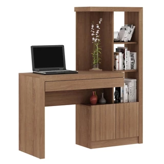 Escrivaninha Estante com 2 Portas e Gaveta Multimóveis CR25040 Amendoa