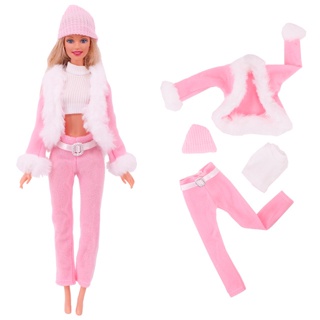 Barbie Boneca Princesa Moda Jaqueta De Pelúcia Terno Vestido