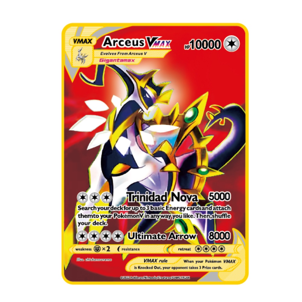 Metal Arceus V Pokemon TCG 10000 Point Metal Card - Arceus VMAX Gold -  Gifts & Collection