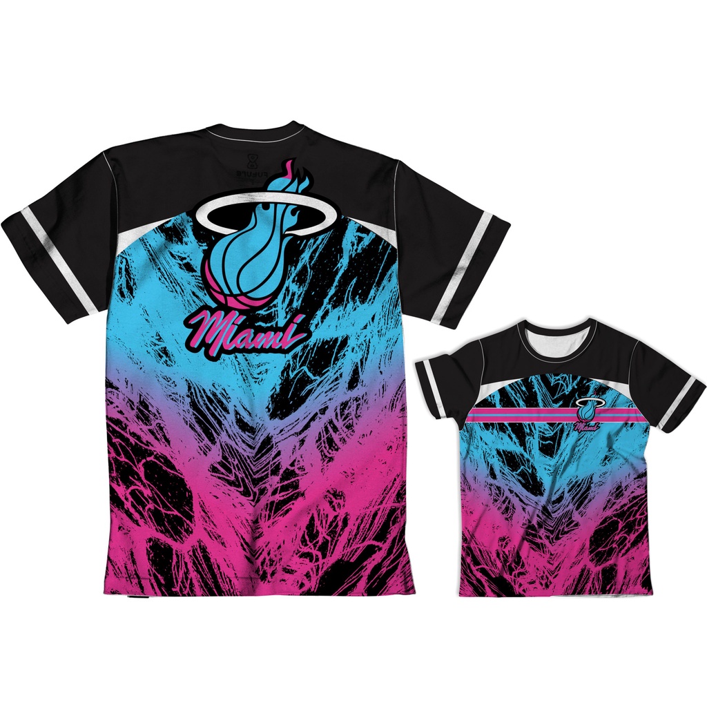 camisa Miami Heats rosa e azul
