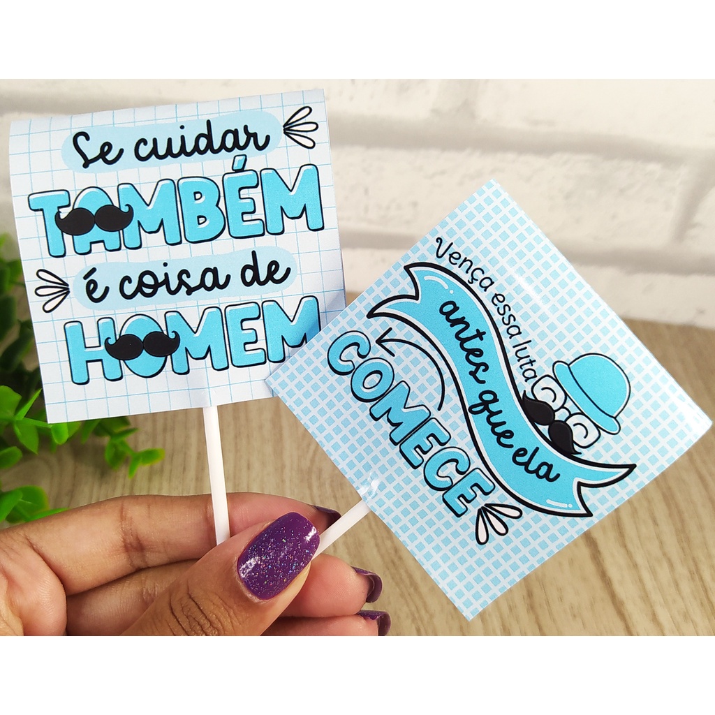 30 Capas para Pirulito Novembro Azul Lembrancinha Mimo Cliente
