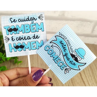 30 Capas para Pirulito Novembro Azul Lembrancinha Mimo Cliente