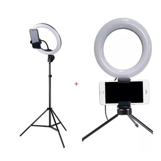Kit Iluminador Anel de Led Ring Light 10 Polegadas 26cm + RingLight 6 Polegadas 16cm de Mesa Youtuber Selfie Pro Usb Led