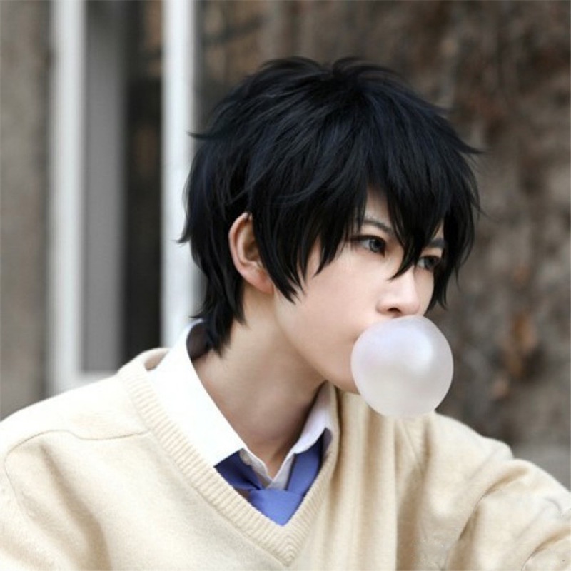 Peruca Homem cos anime Mata Fosco Fofo Rosto natural Modelando Elegante Bonito Capa Para