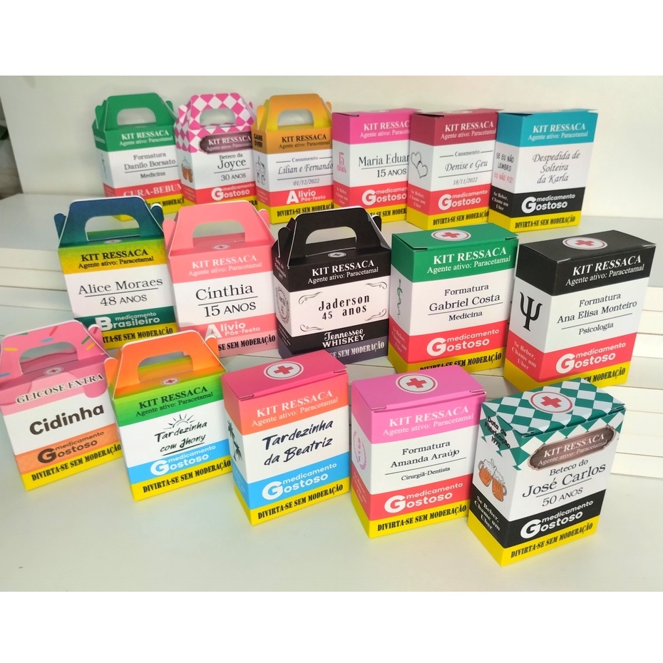 Kit Ressaca Caixinha Personalizada 20, 25 ou 30 unidades Fantasyarts ...