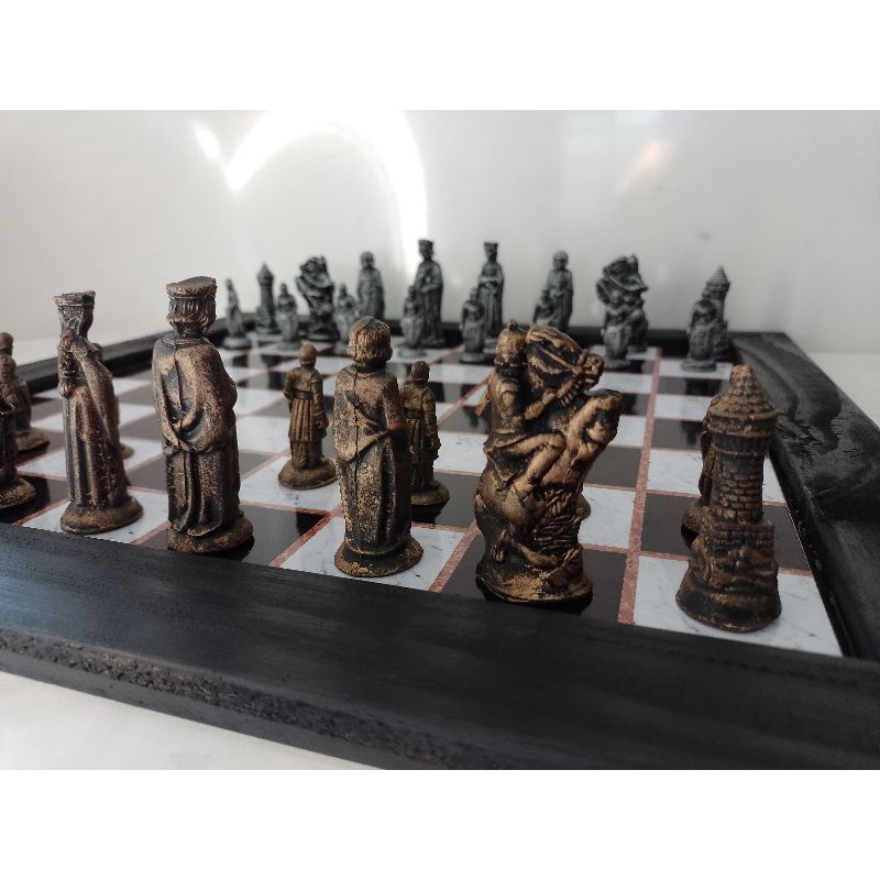 Top xadrez 50x50 grande oficial de madeira medieval kit boardgame