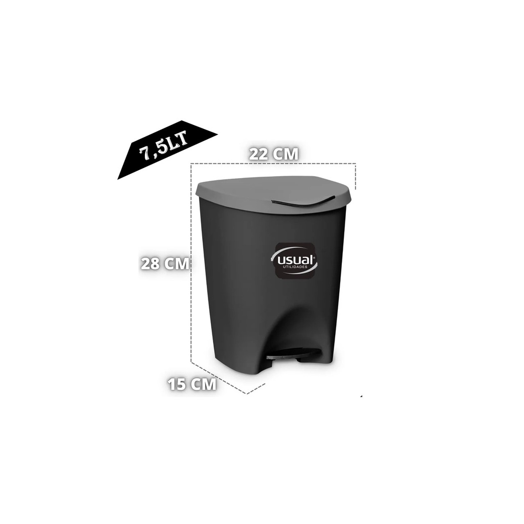 Lixeira Escritorio Cozinha Banheiro C Pedal 7 5l Plast Shopee Brasil