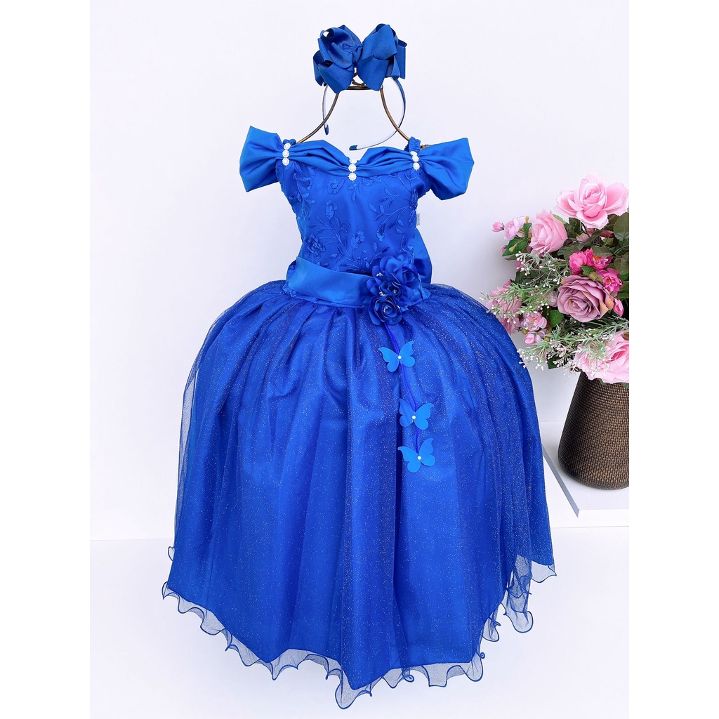 Vestido De Daminha De Honra Azul Royal Great Selection