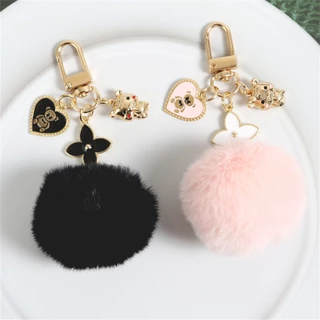 Chaveiro Fofo Coelho Artificial Pele Pompom Urso Pingente Bolsa Feminina Acessórios Para Chave em Oferta na Shopee