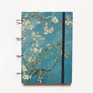 Caderno Van Gogh Amendoeira em Flor (Capa e Argolas Articuladas) Tamanho Universitário Colegial ou A5