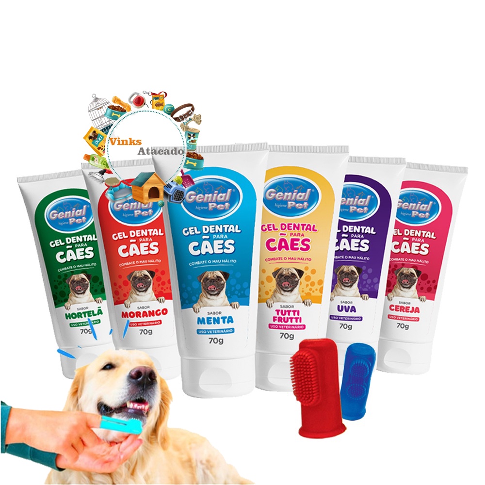 Gel Creme Dental Pasta de Dente Para Cachorro Gato Genial Pet 70g ...