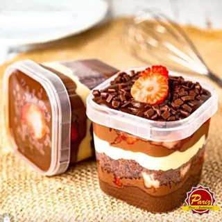 Pote para Bolo Quadrado 220ml com Tampa, Bolo no Pote 10un