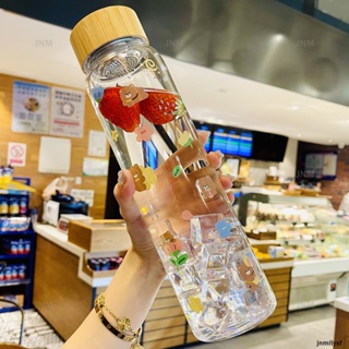 1000ml Garrafas De Água De Urso Fofo Vidro Transparente Copo Esporte Portátil Esportiva Filtro Garrafa