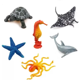 Kit 6 Animais Marinhos Tartaruga E Golfinho 0890 - Shiny Toys