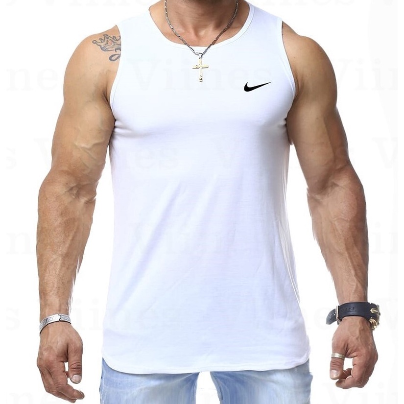 Camiseta Camisa Regata Cavada Masculina Lisa Básica Suplementos