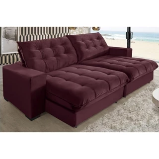 Sofá Califórnia Molas Ensacadas e Pillow Top 2,90m Vinho