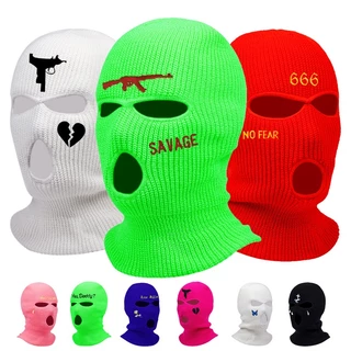Chapéu De Esqui Balaclava 3 Buracos Moda Hip Hops Máscara Facial Completa Proteção Térmica Para Orelha Bordada