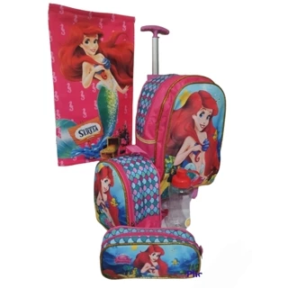 Kit Mochila Rodinha Seria Ariel + Estojo 1 Zíper + Lancheira Térmica