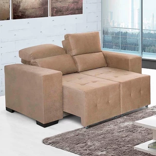 Sofá Rússia Retrátil e Reclinável 1,50Mts Suede Pluma Castor