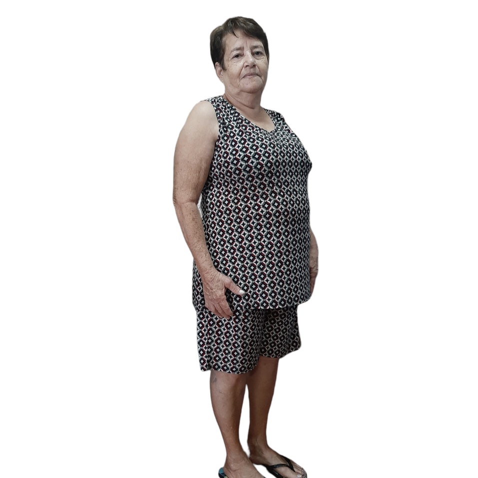 Conjunto Feminino Estampado Malha Fria Para Idosa Liganete Fresquinho 