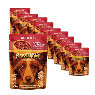 Kit 10 Ração Special Dog Sachê Cães Adultos Carne - 100g
