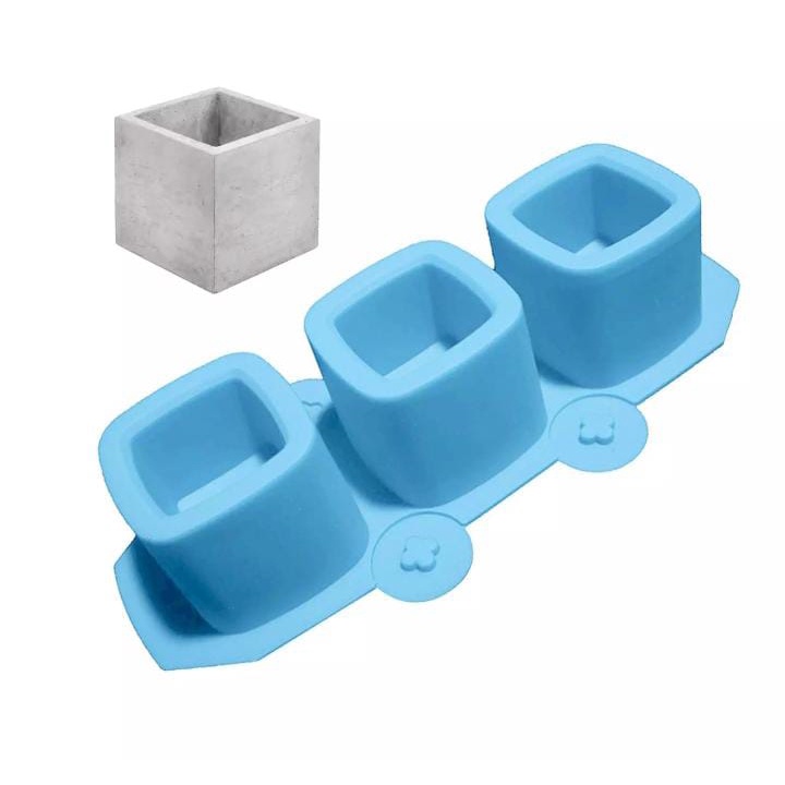 Molde Silicone 3 Vasos Vela Suculenta Gesso Cimento Resina