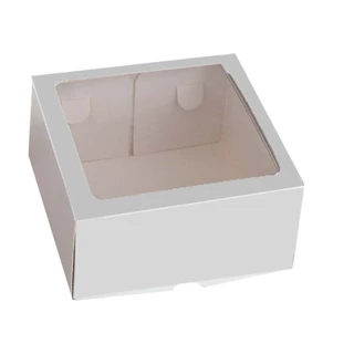 Embalagem MB8 Alta com Visor em papel Branco - 9x9x5 cm- Pacotes com 10 unidades