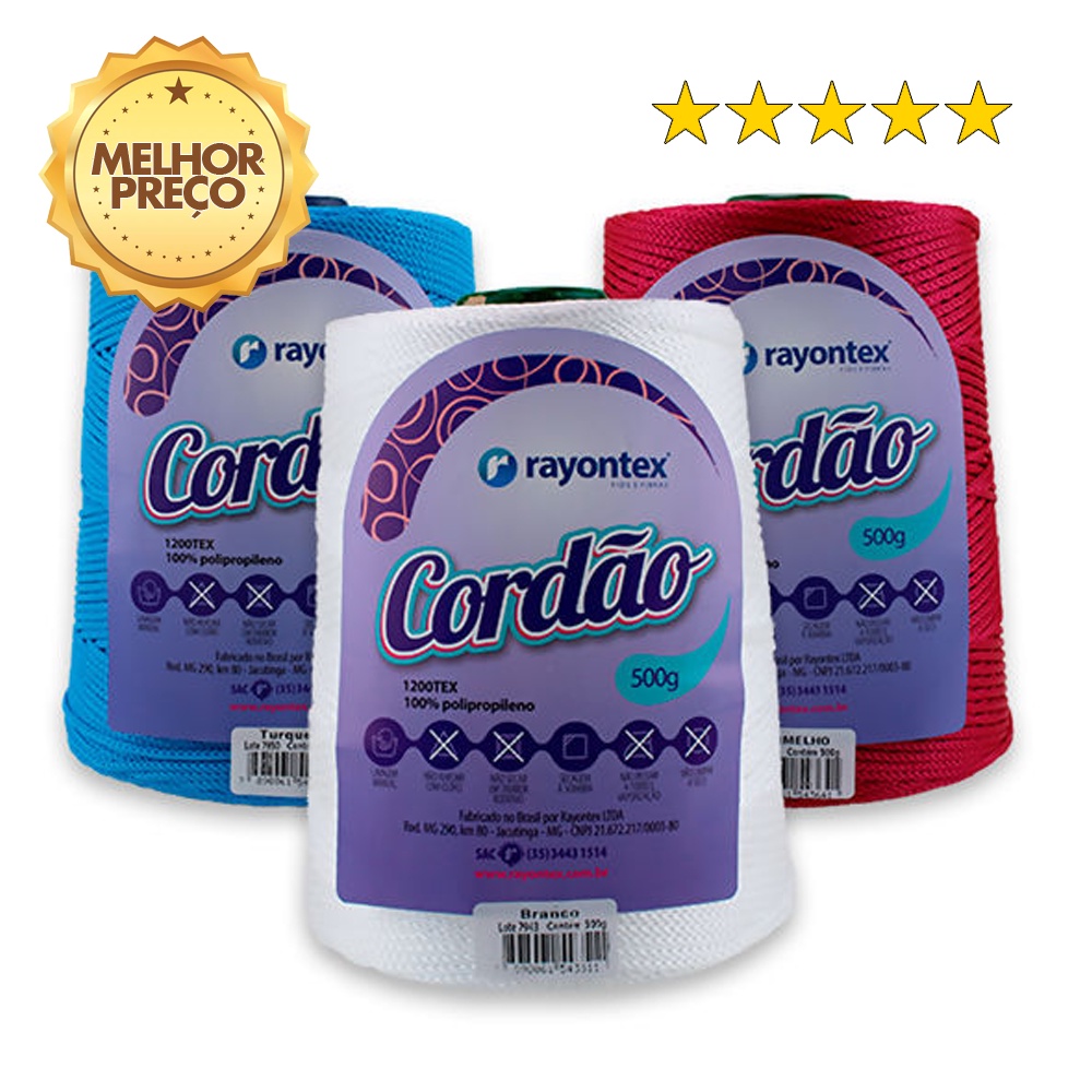 Cordão Fio Náutico Rayontex 2,5 mm Ideal para fazer Bolsa de Crochê e artesanatos em geral