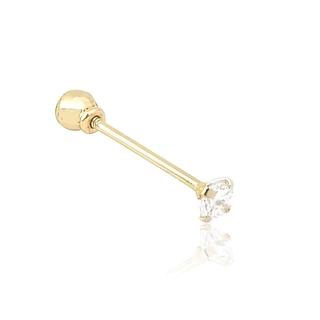 Piercing Tragus Reto - Ouro 18k (maciço) - Bolinha ou Pedra